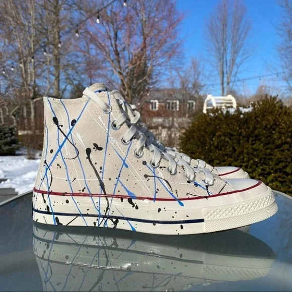 New Converse Chuck Taylor All Star 70 Hi Sneakers Paint Splatter Mens 8.5 - Picture 1 of 14